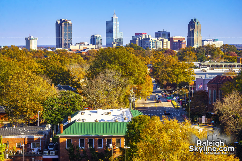 Downtown Raleigh and Hillsborough Street with Fall Colors