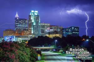 Lightning over Raleigh in slow motion