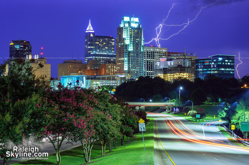 July 31, 2016 Lightning over Raleigh Skyline