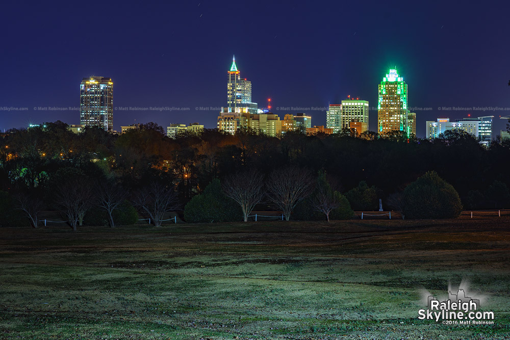 Raleigh Skyline at Christmas from Dorothea Dix