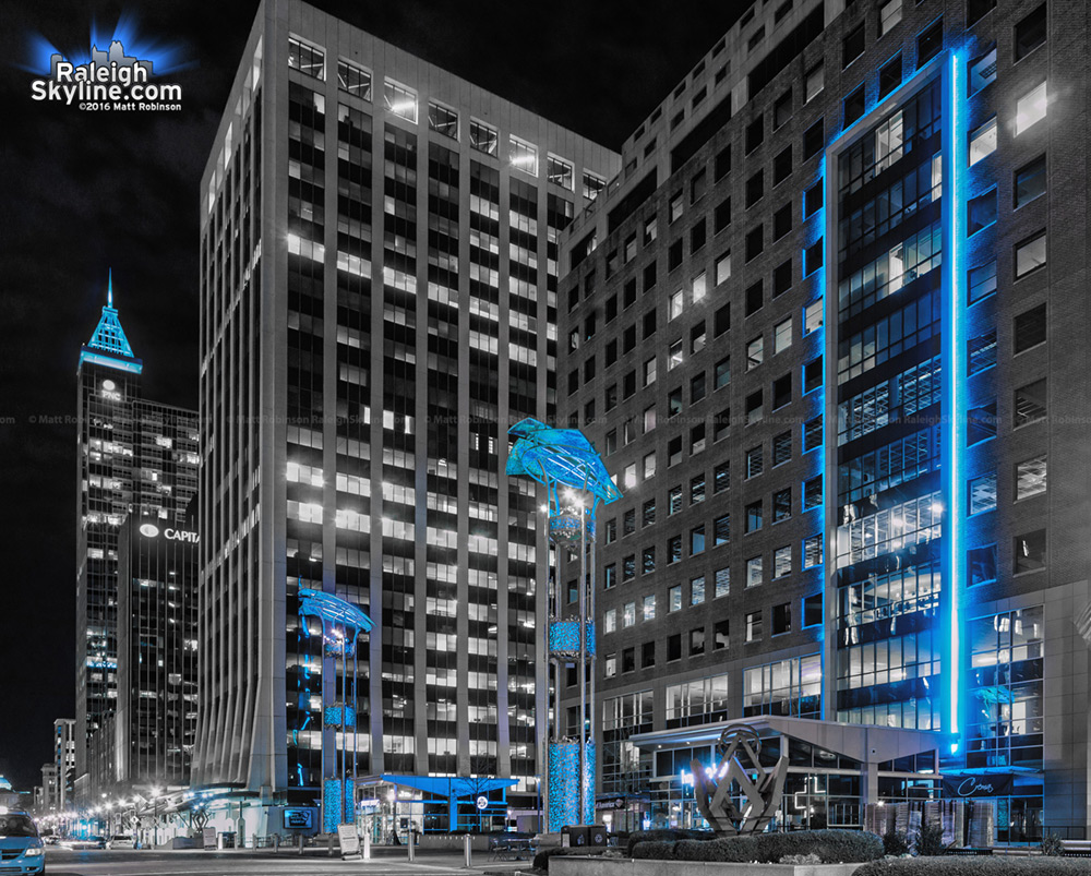 Raleigh lit up blue for the Carolina Panthers Superbowl appearance