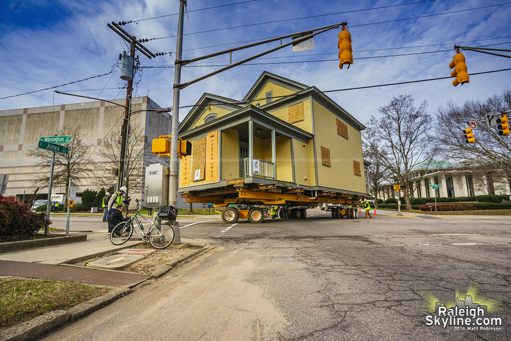 Historic house moving in downtown Raleigh