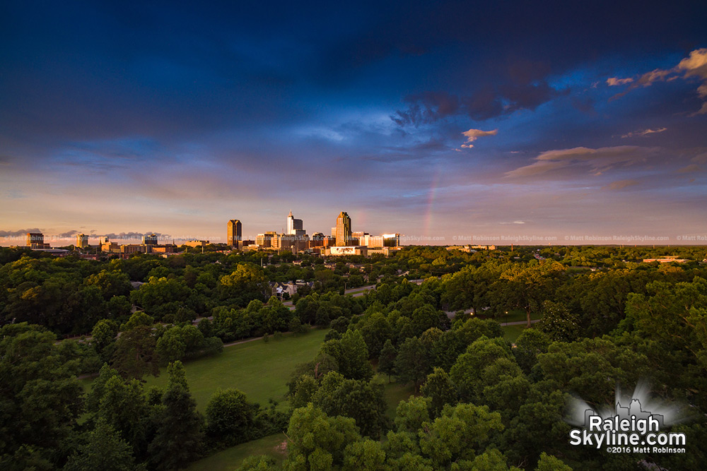 Rainbow over Raleigh with Sunset from Dorothea Dix Park