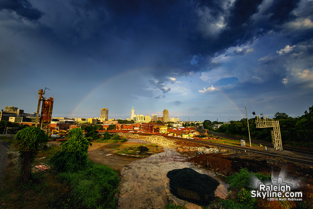 Faint rainbow over Raleigh from Boylan Bridge