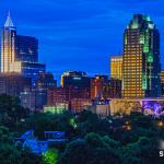 Sunset reflections on downtown Raleigh