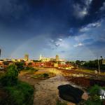 Faint rainbow over Raleigh from Boylan Bridge