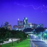 Tangled lightning bolt over the skyline