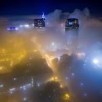 Fog covers the streets of downtown Raleigh