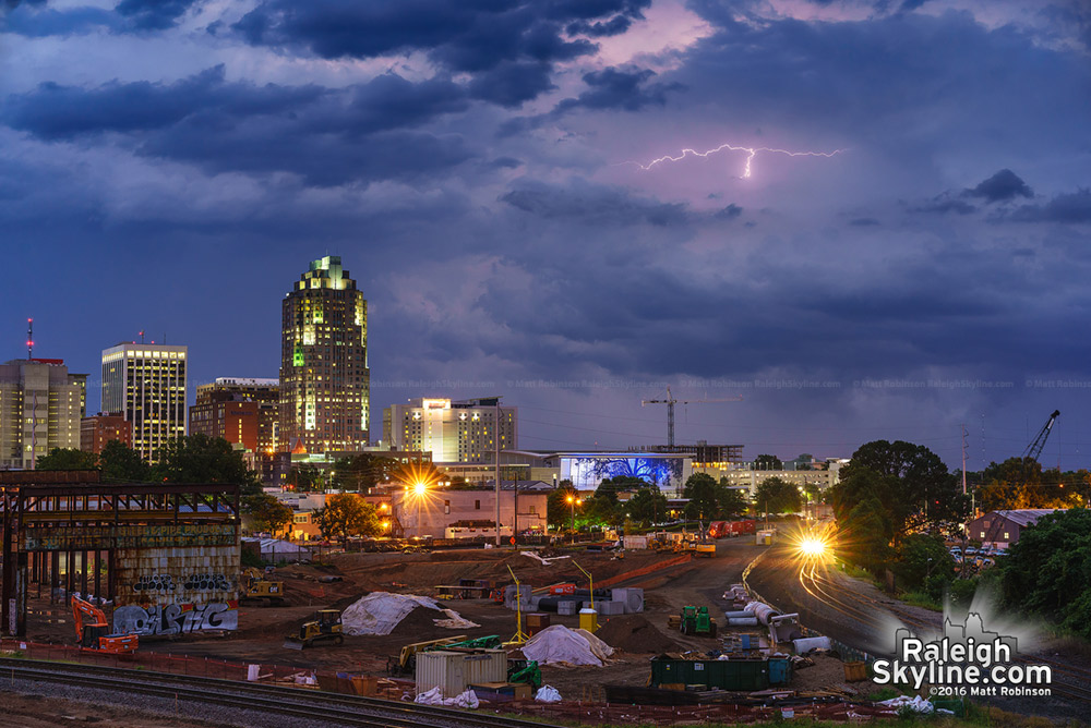 Lightning strikes over Raleigh