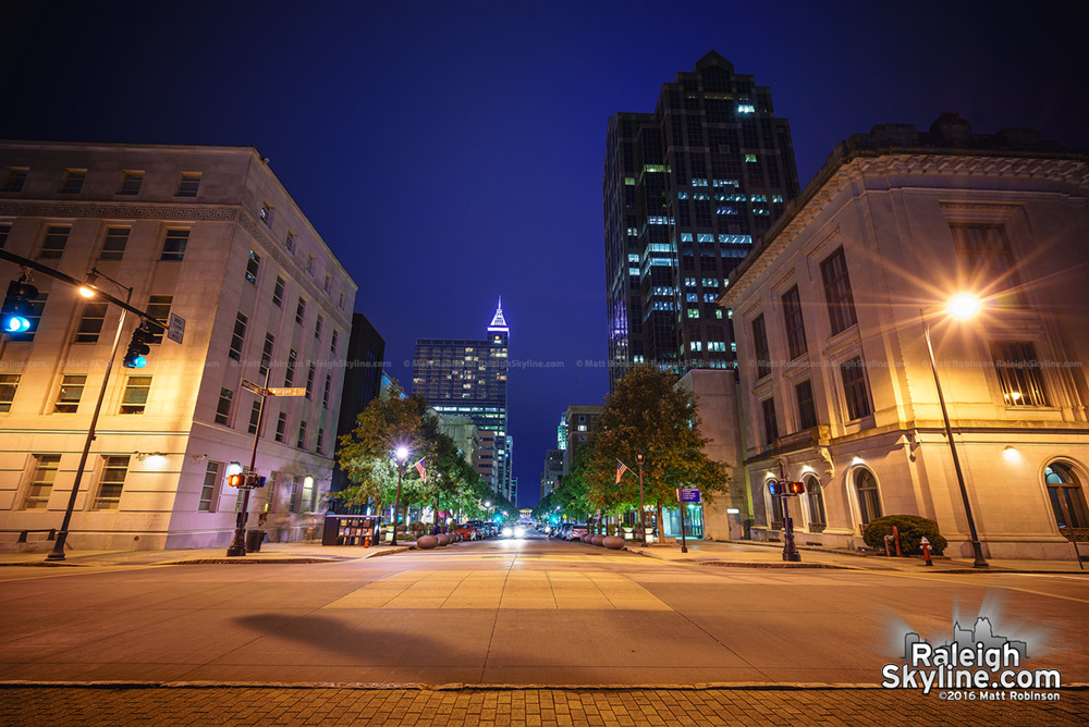 Fayetteville Street at night