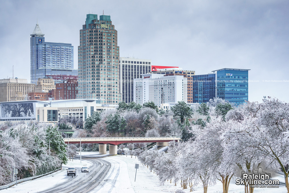 Raleigh Skyline during the Ice Storm of January 23, 2016