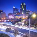 Raleigh at night 2016 with snow