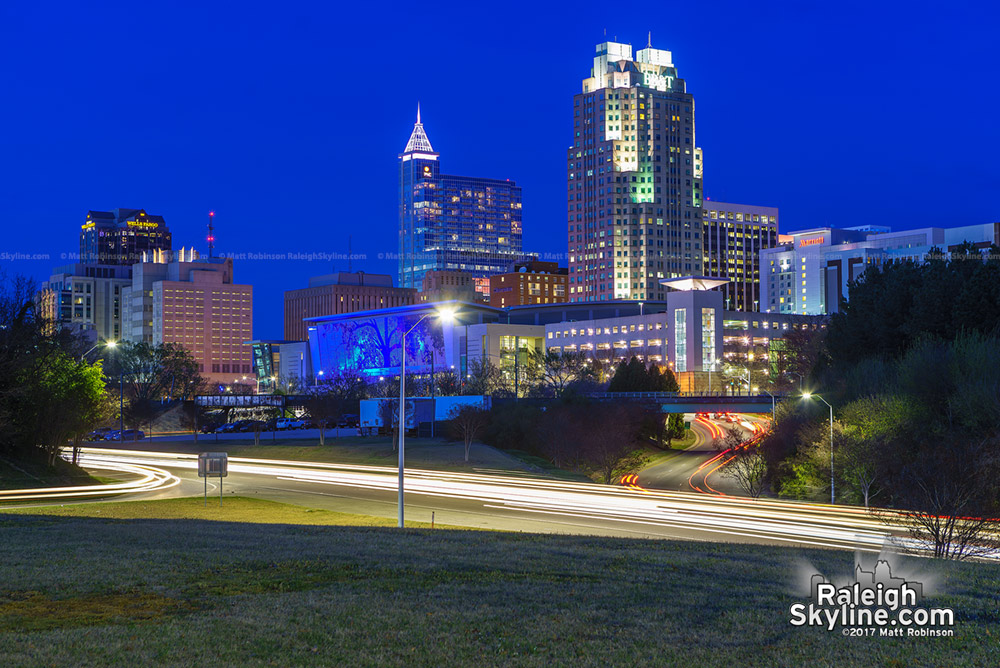 Raleigh skyline at night 2017