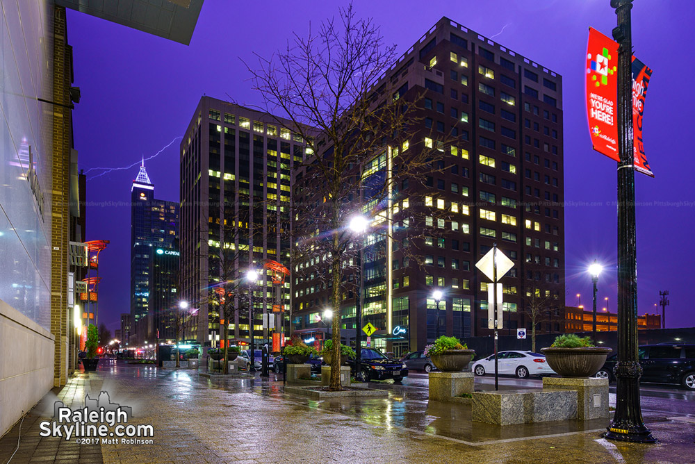 Match lightning over Fayetteville Street