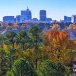 Fall colors and downtown Raleigh from Wake Forest Road