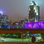 Misty night at Red Hat Amphitheater 