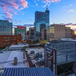 Downtown Raleigh spring sunset