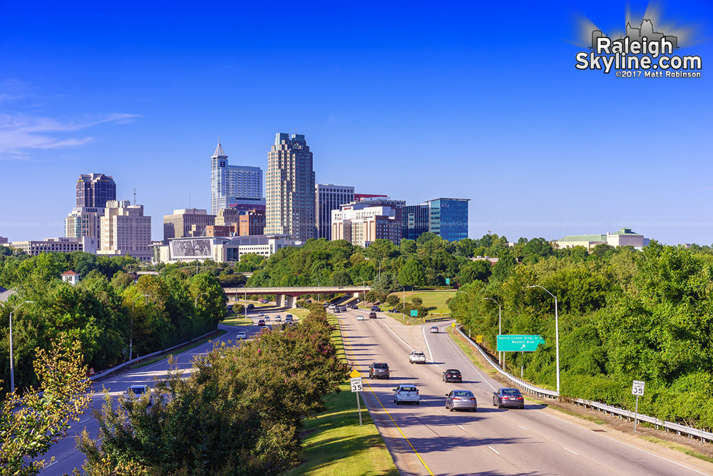 Elevated view daytime view of Raleigh from South Saunders Street