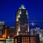 Moonrise beside Two Hannover Square 