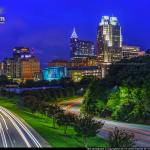 Western Boulevard overpass downtown Raleigh view at night