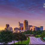 Just before sunset colors with Raleigh skyline