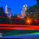 Brake lights through Dorothea Dix Park