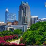 Crepe Myrtles line McDowell Street with downtown Raleigh 2017