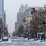 Fayetteville Street looking south during the snowstorm