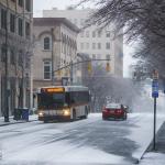 Go Raleigh bus in the snow