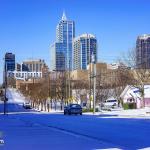 Downtown Raleigh with icy roads