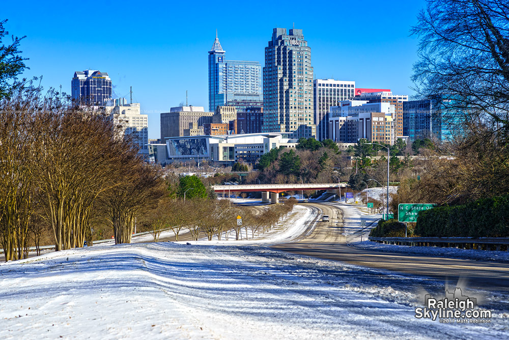 Blue skies after the snowstorm passed with Raleigh