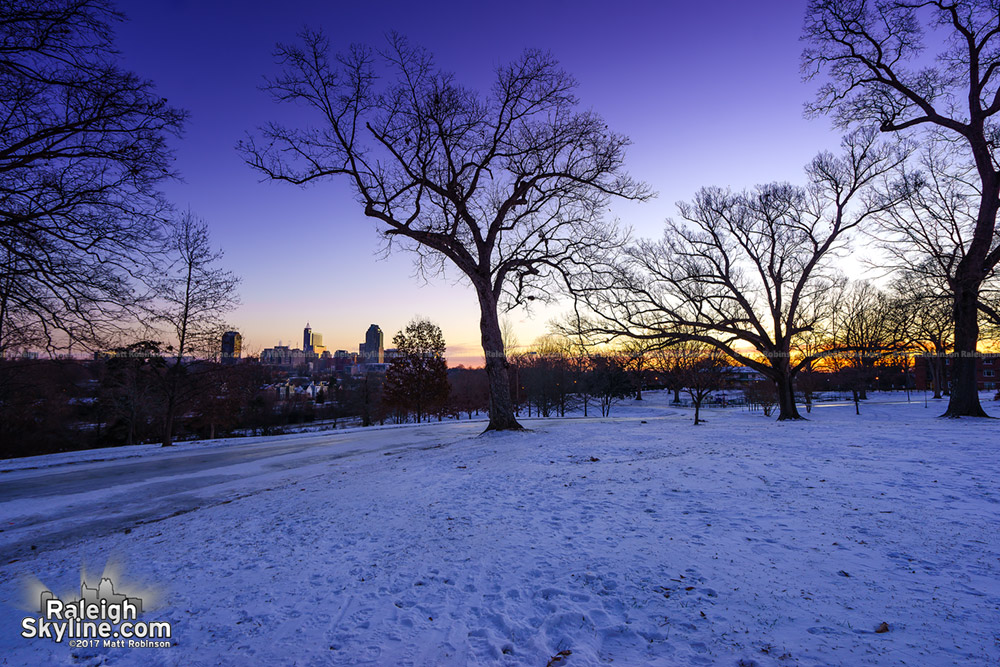 Raleigh snowy sunrise