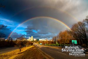 2018 Winter Solstice Rainbow over downtown Raleigh