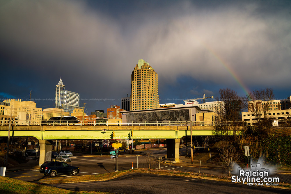 Winter Solstice Rainbow over the Raleigh skyline