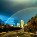 Winter Solstice Rainbow over the Raleigh skyline