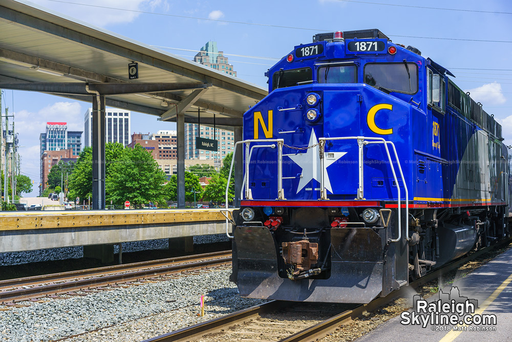 NC 1871 and the new passenger platform at Raleigh Union station