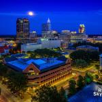 Moonrise over downtown Raleigh from the Holiday Inn