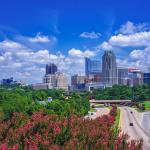 Downtown Raleigh Skyline with Crepe Myrtles Summer 2018