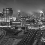 Raleigh skyline in Black and White from Boylan Avenue