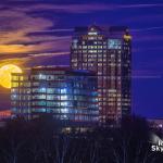 Supermoon rise behind the Dillon and downtown Raleigh