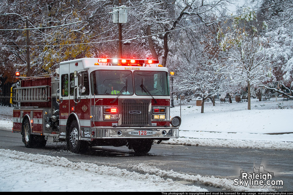 Raleigh Firetruck in the snow