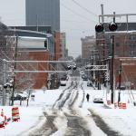 Hargett Street in Raleigh with snow