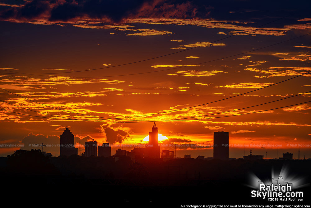 Front edge of Hurricane Florence provides this Raleigh Skyline sunset from Knightdale