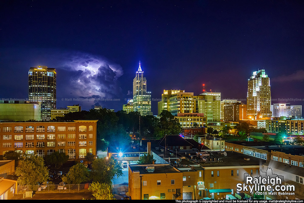 Lightning behind Raleigh from the Dillon