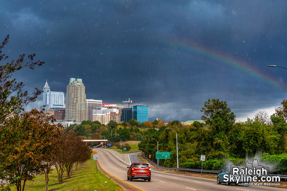 Election day rainbow over downtown Raleigh 