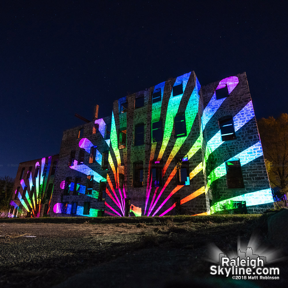 Art projections on the former St. Agnes Hospital at Saint Augustine's University in Raleigh tonight