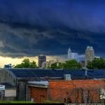 Dark storm rolling into downtown Raleigh