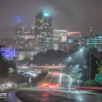 Rainy night Raleigh Skyline