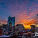 Vivid colors sunset behind downtown Raleigh