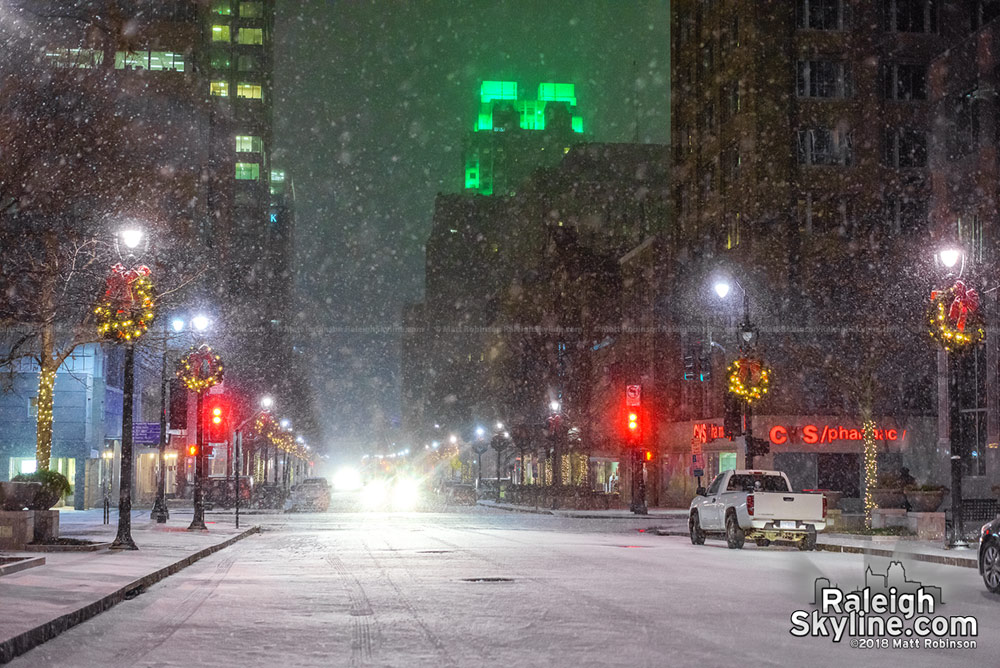 Freezing snow on Fayetteville Street